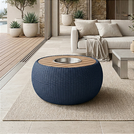 Mesa Centro Rope com Champanheira - Cor Azul Marinho