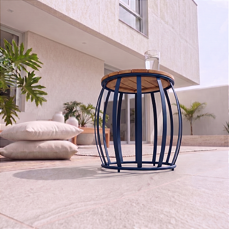 Mesa lateral Wood - Cor Azul Marinho