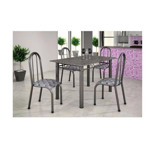 Mesa de Jantar Madmelos Prata Ardosia/idiana 6 cadeiras pratas- Verificar modelo e cor da cadeira