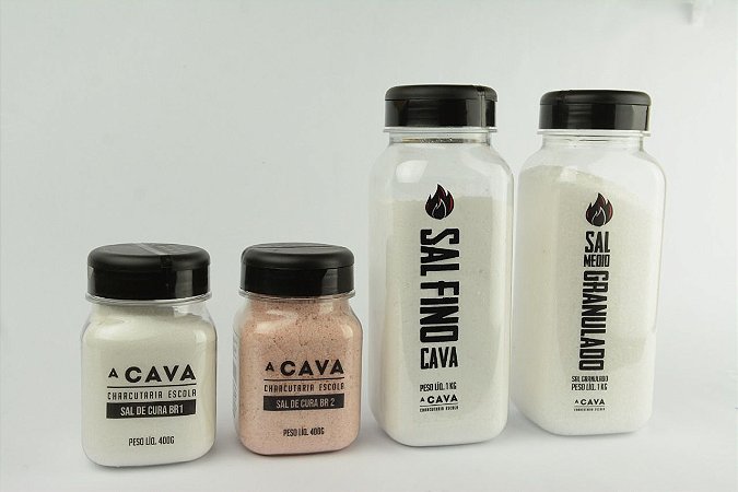 Kit Sal de Cura CAVA (BR#1 e BR#2) + Sal granulado médio sem iodo + Sal Fino CAVA