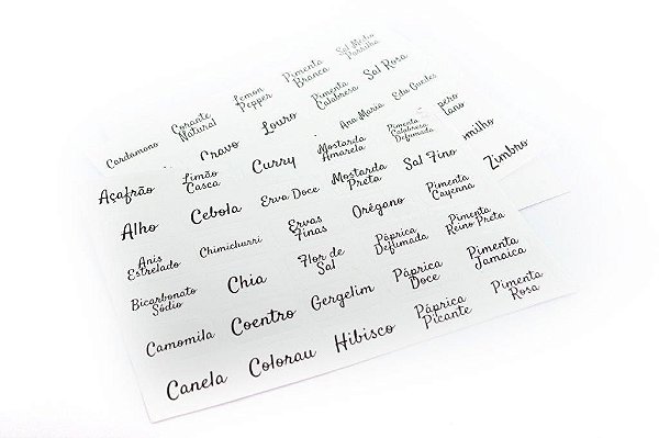 Cartela de Adesivos de Temperos para Kit de Potes