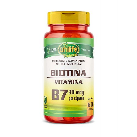 BIOTINA 500MG - VITAMINA B7- 60 CÀPSULAS - UNILIFE