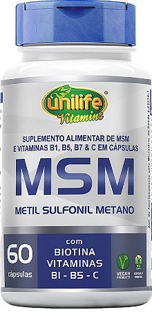 MSM COM BIOTINA E VITAMINAS - 60 CÁPSULAS - UNILIFE