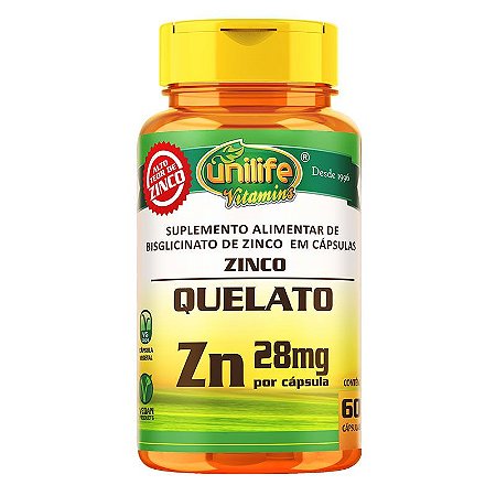 ZINCO QUELATO - 60 CÁPSULAS - UNILIFE