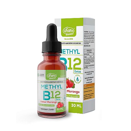 VITAMINA B12 METHYL EM GOTAS - SABOR MORANGO - ML - UNILIFE