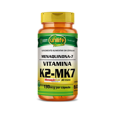 Vitamina K2 130 mcg/cápsula - Menaquinona-7 em cápsulas 500 mg - Unilife