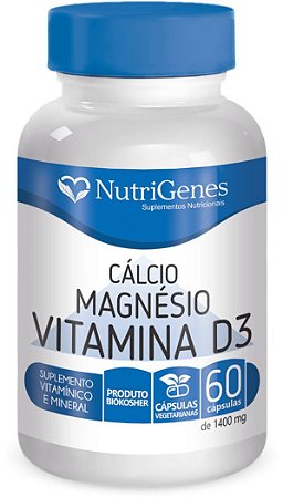 CÁLCIO, MAGNÉSIO E VITAMINA D3 - 60 CÁPSULAS - NUTRIGENES