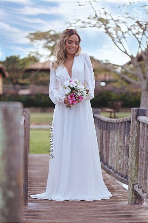 vestidos de noiva simples com manga