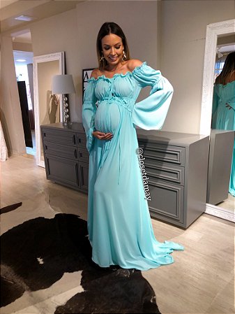 vestido para gestante manga longa