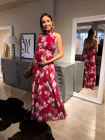 vestido estampado para gestante