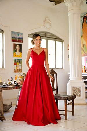 vestido de festa alça fina