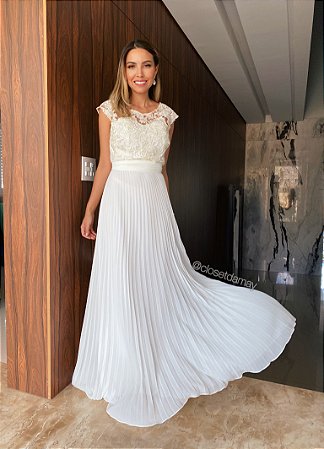 vestido noiva civil longo