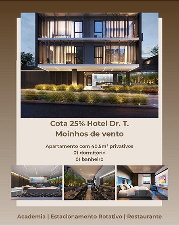 COTA DE 25% (FRAÇÃO) APARTAMENTO NO HOTEL PARK PLAZA 1903 NO MOINHOS DE VENTO