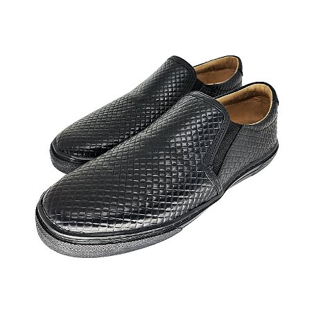 Tênis Slip On Couro All Black Trissê