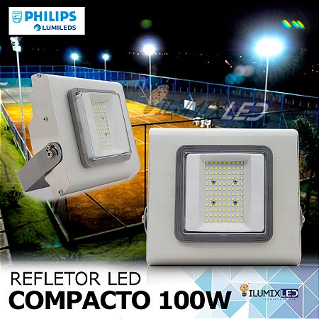 Refletor LED SMD 100w Compacto | Bivolt | IP66 | 12.000 Lúmens | LED PHILIPS | LINHA PROFISSIONAL