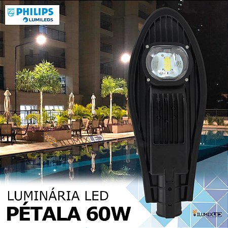 Luminária LED Pública Pétala para Poste 60w | Bivolt | IP66 | 8.400 Lúmens | LED CHIP PHILIPS | Para Rua ou Condomínio