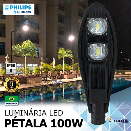Luminária LED Pública Pétala para Poste 100w | Bivolt | IP66 | 14.000 Lúmens | LED PHILIPS | Para Rua ou Condomínio