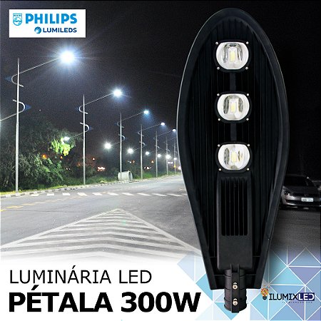 Luminária LED Pública Pétala para Poste 300w | Bivolt | IP66 | 42.000 Lúmens | LED CHIP PHILIPS | Para Rua ou Condomínio