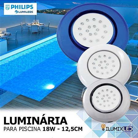 LUMINÁRIA LED PARA PISCINA 18w | 12,5 cm | POLICARBONATO | IP68 À prova d'água | LED CHIP PHILIPS