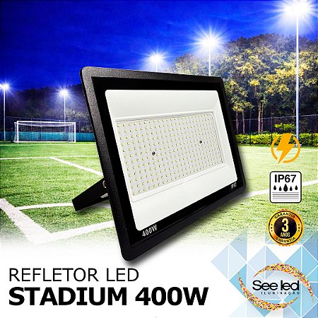 Refletor LED STADIUM SMD 400w | Bivolt | IP67 | 44.000 Lúmens | 6.500k | LINHA COMERCIAL