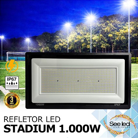 Refletor LED STADIUM SMD 1.000w | Bivolt | IP67 | 80.000 Lúmens | 6.500k | LINHA COMERCIAL