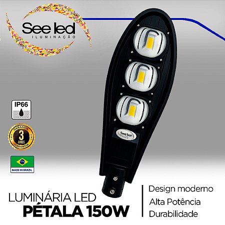 Luminária LED Pública Pétala para Poste 150w | Bivolt | IP66 | 15.000 Lúmens | 6.500k | Para Rua ou Condomínio