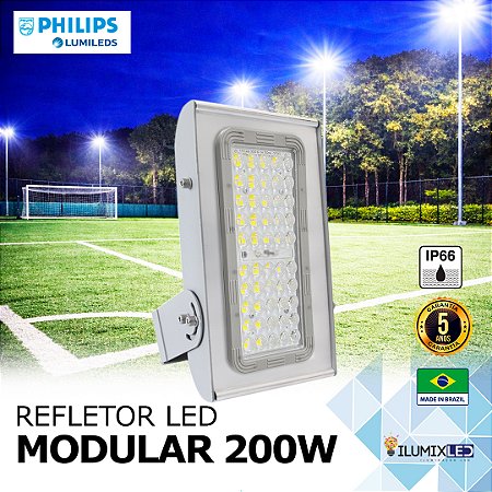 Refletor LED SMD 200w Modular | Bivolt | IP66 | 28.000 Lúmens | LED PHILIPS | LINHA PROFISSIONAL