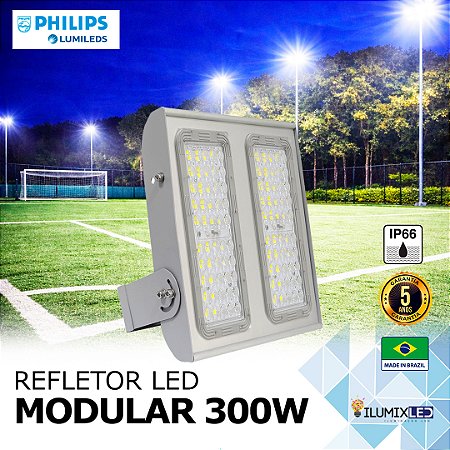 Refletor LED SMD 300w Modular | Bivolt | IP66 | 42.000 Lúmens | LED PHILIPS | LINHA PROFISSIONAL