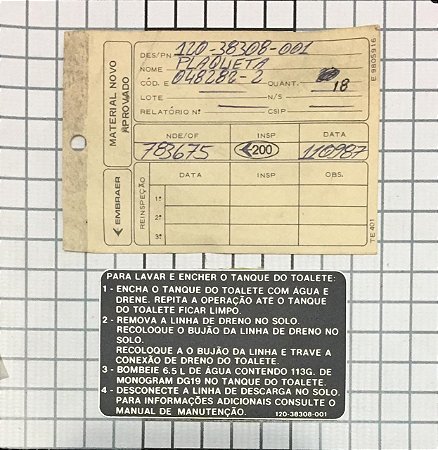 PLAQUETA - 120-38308-001