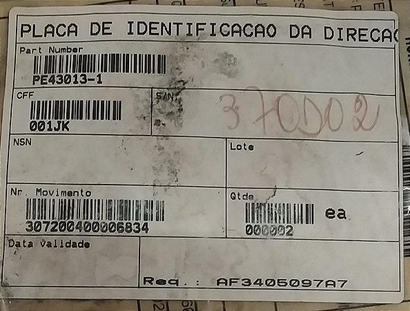 PLACA DE IDENTIFICAÇÃO DA DIREÇÃO - PE43013-1