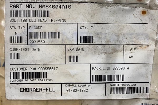 PARAFUSO - NAS4604A16