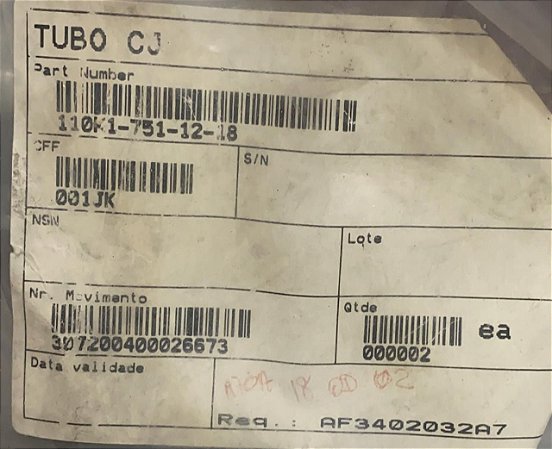 TUBO CJ - 110K1-751-12-18