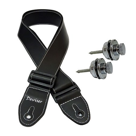 Kit Correia p/ Guitarra, Baixo ou Violão marca Deviser - ref.05 + Strap Lock Trava de Correia (par)