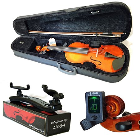 Kit Violino Barth Violin Nt 4/4 com Estojo (BK), Arco,Breu + Espaleira + Afinador