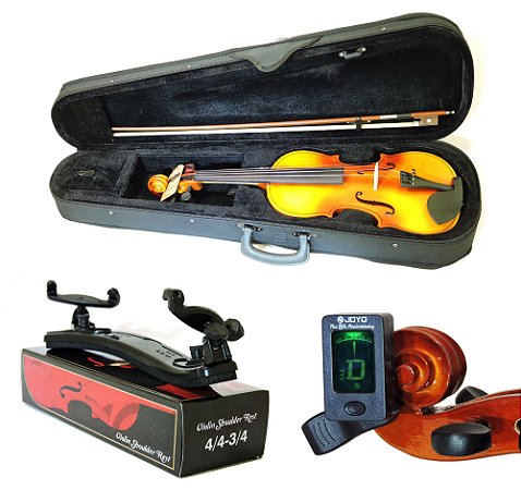 Kit Violino Barth Violin Old LT (envelhecido mais claro) 4/4 com Estojo, Arco,Breu + Espaleira Shoulder Rest + Afinador