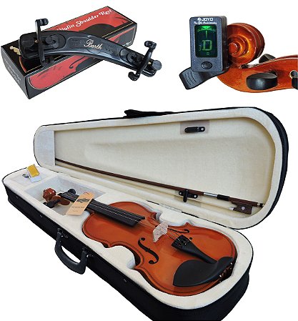 Kit Violino Barth Nt 4/4 com Estojo Térmico , Arco,Breu + Espaleira Shoulder Rest + Afinador Cromático