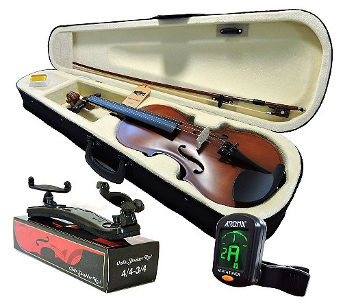 Kit Violino Barth Old (envelhecido) 4/4 com Estojo, Arco, Breu + Espaleira Shoulder Rest + Afinador Cromático