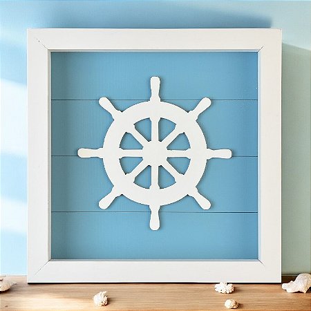 Quadro Náutico Fundo Azul Timão Bco XC-54 G