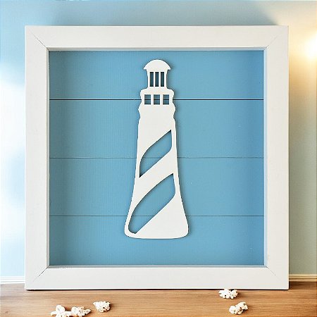 Quadro Náutico Fundo Azul Farol Bco XC-54 I
