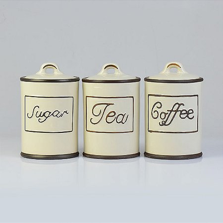 Jg c/3 Potes Sugar, Tea, Coffee 16 cm YV-20