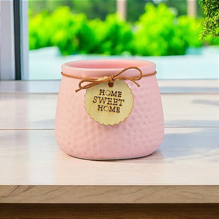Vaso Color Home Sweet Home Rosa 9 cm em Cerâmica TB-47 B