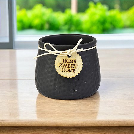Vaso Color Textura Preto em Cerâmica TB-48 B