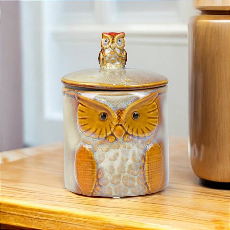 Pote Coruja Bege em Cerâmica TB-99 C