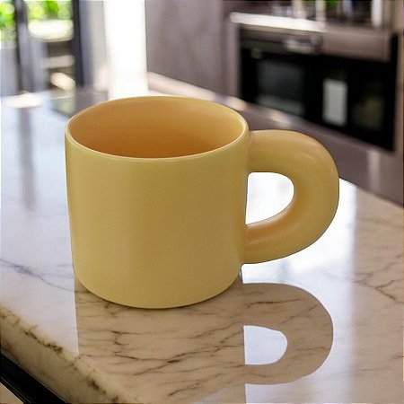 Caneca Retro Amarelo em Cerâmica 300ml TE-40 A