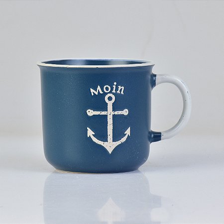 Caneca Ocean Azul Com Âncora em Cerâmica 400ml TE-43 C