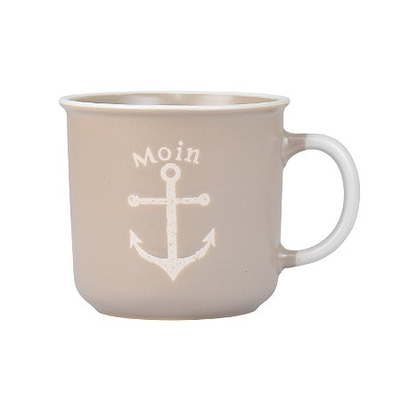 Caneca Ocean Bege Com Âncora em Cerâmica 400ml TE-43 F
