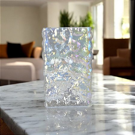 Vaso Fumê Ondas Quadrado em Vidro TE-74