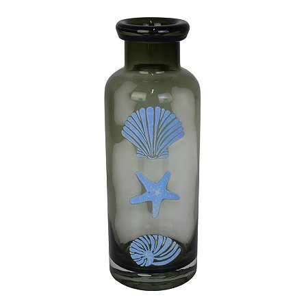 Vaso Garrafa Transparente Preto em Vidro TF-10