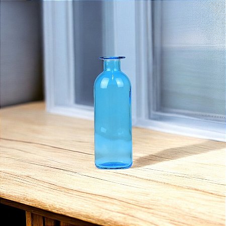 Vaso Garrafa Transparente Azul em Vidro TF-11
