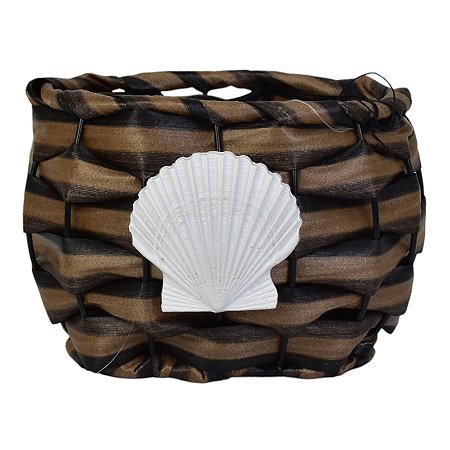 Cesto Redondo Trançado Coração Marrom TA-44 A